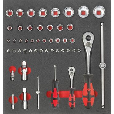 Tool module with 49-piece socket wrench set